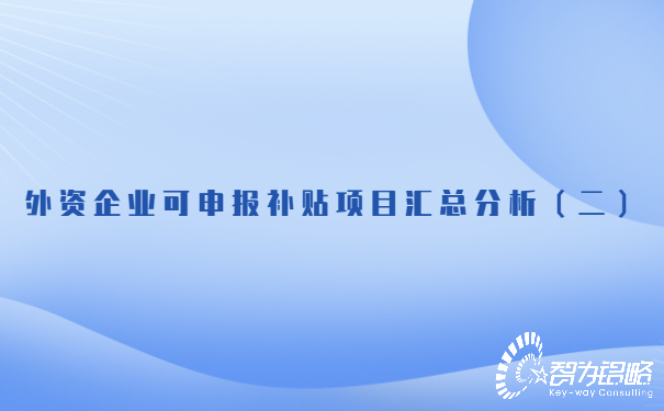 外資企業可申報補貼項目匯總分析（二）